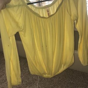 Long sleeve off the shoulder yellow crop